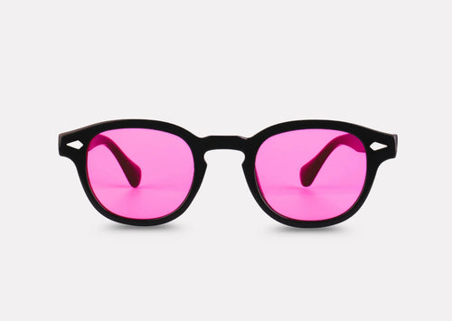 "Lunettes Ibiza – Lunettes noires à verres roses"