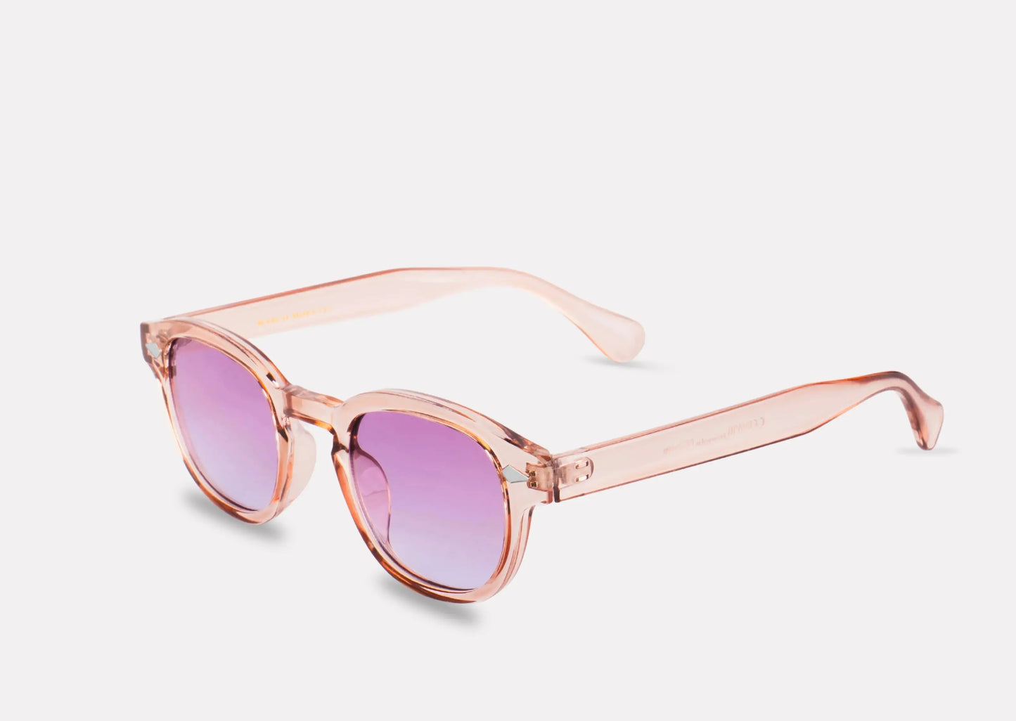 "monture transparente rose et verres roses"