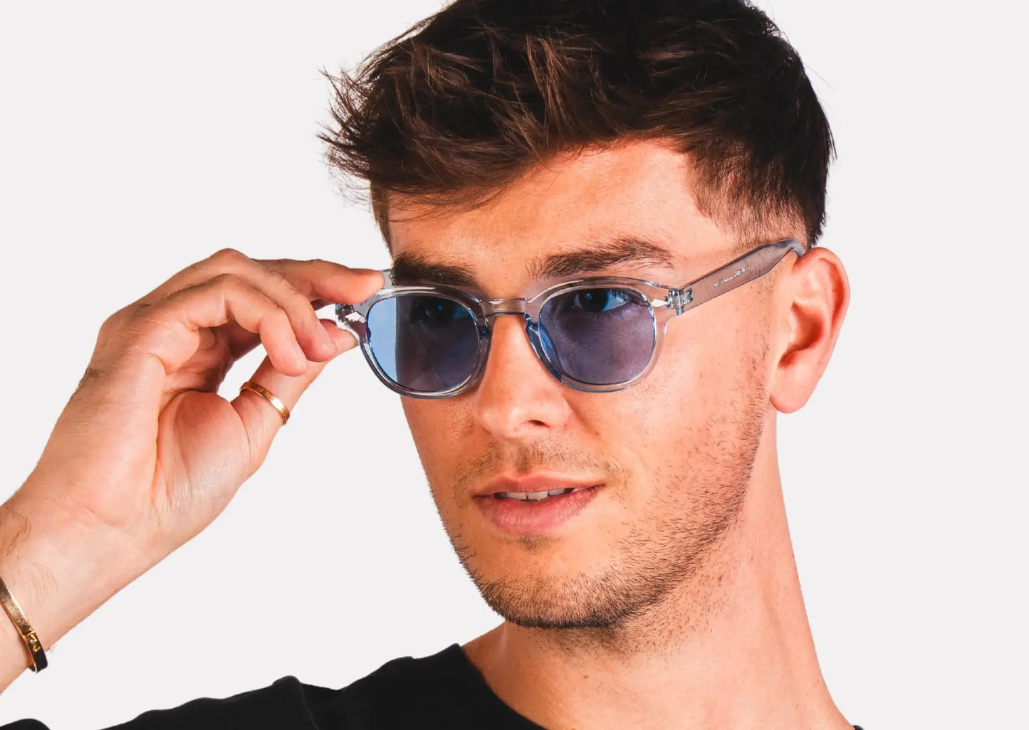 "Lunettes homme Transparente, verres bleus"
